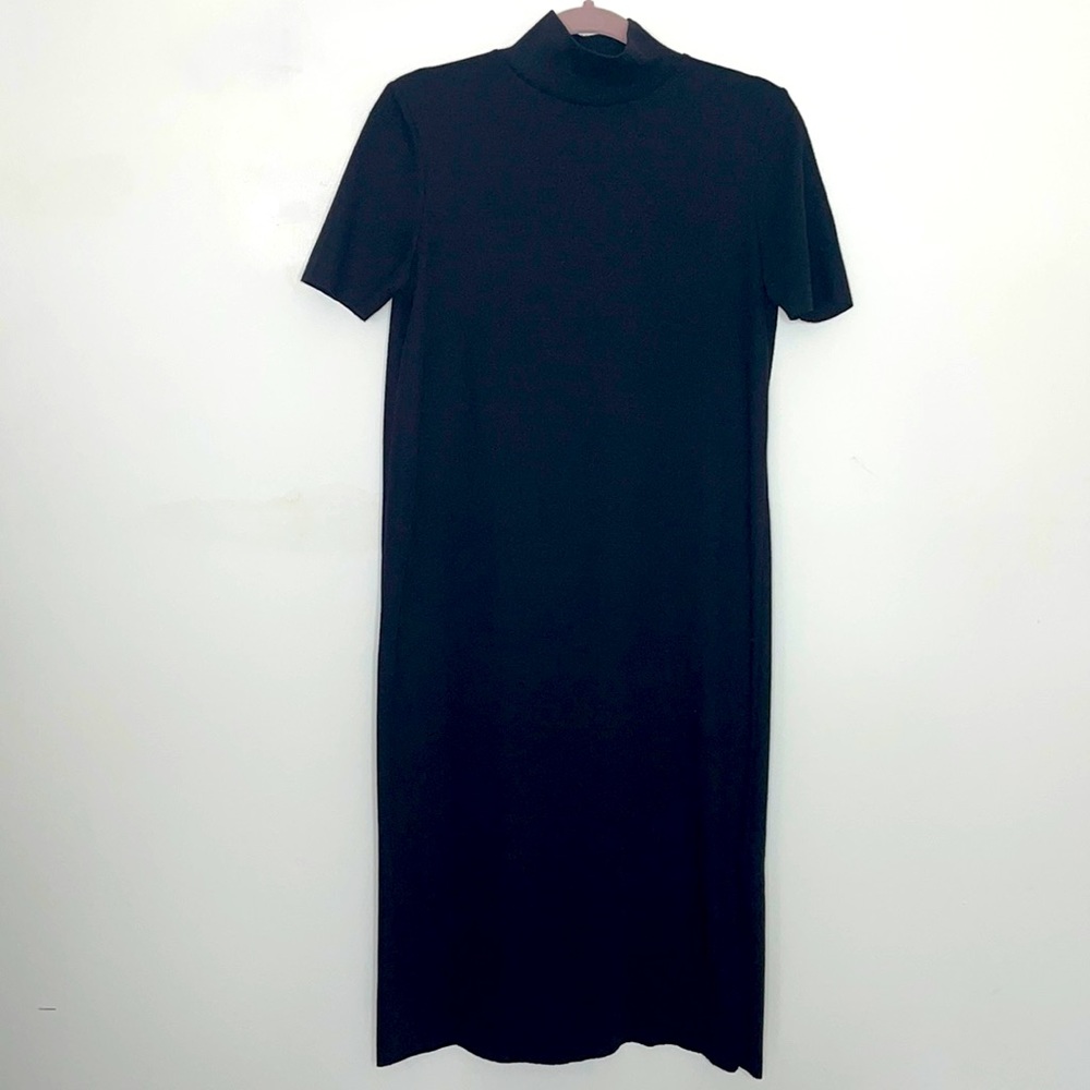 Zara Mock Neck Shift Dress in Black